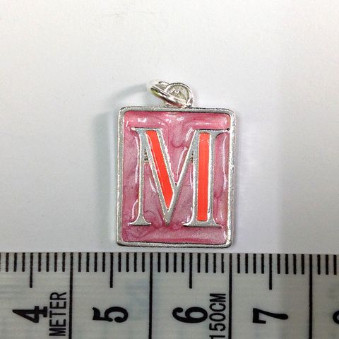 Metal Charms Initial M SiIver/Pink Pkt10