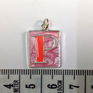 Metal Charms Initial P SiIver/Pink Pkt10
