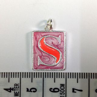 Metal Charms Initial S SiIver/Pink Pkt10