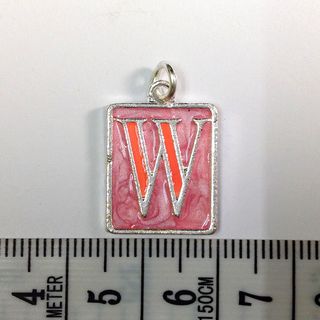 Metal Charms Initial W SiIver/Pink Pkt10