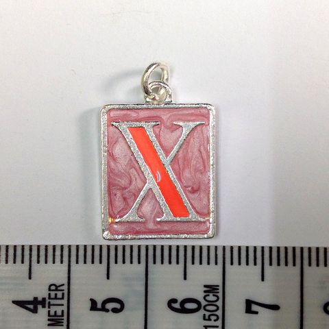 Metal Charms Initial X SiIver/Pink Pkt10