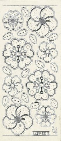 Stickers Embrd Flowers Ass Silver/Clear