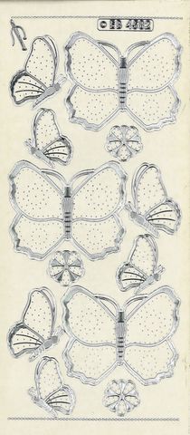 Stickers Embroidery Butterfly Silver/Clr