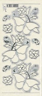Stickers Embroidery Butterfly Silver/Clr