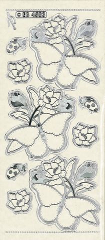 Stickers Embroidery Butterfly Silver/Clr