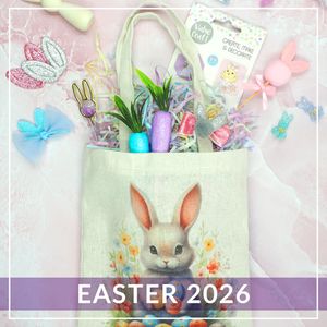 Easter gift bag with Easter gifts coming out