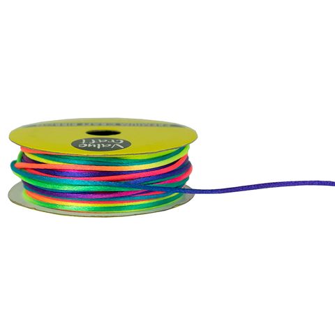 RIB 1MM CORD SATIN RAINBOW 7M