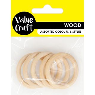 CRAFT WOOD MINI HOOPS 4CM 5PCS