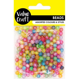 BEAD PLASTIC ROUND CLEAR ASST 25G