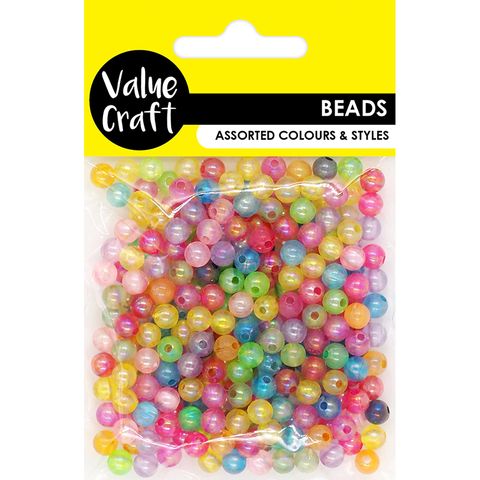 BEAD PLASTIC ROUND CLEAR ASST 25G