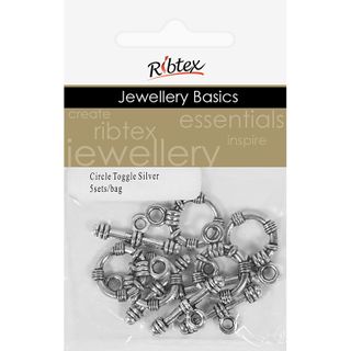 Clasp Toggle 15mm Circle Silver 5 Sets