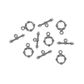 Clasp Toggle 15mm Circle Silver 5 Sets