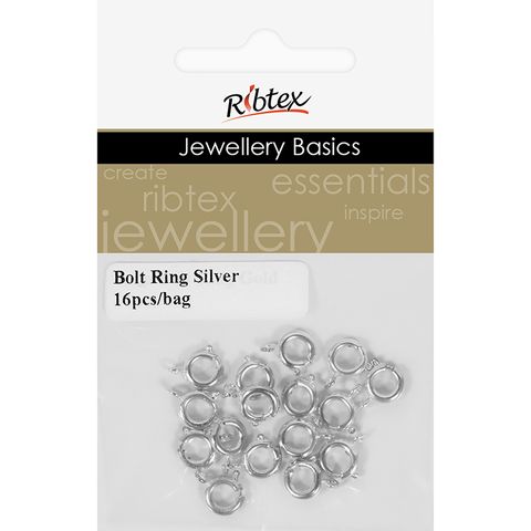 Clasp Bolt Ring 8mm Silver 16Pcs
