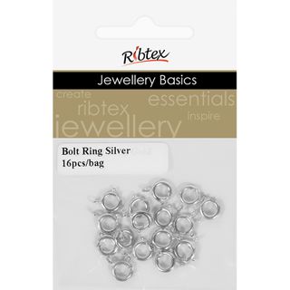 Clasp Bolt Ring 8mm Silver 16Pcs