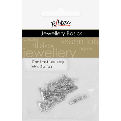 Clasp Barrel 17mm Round Silver 10Pcs
