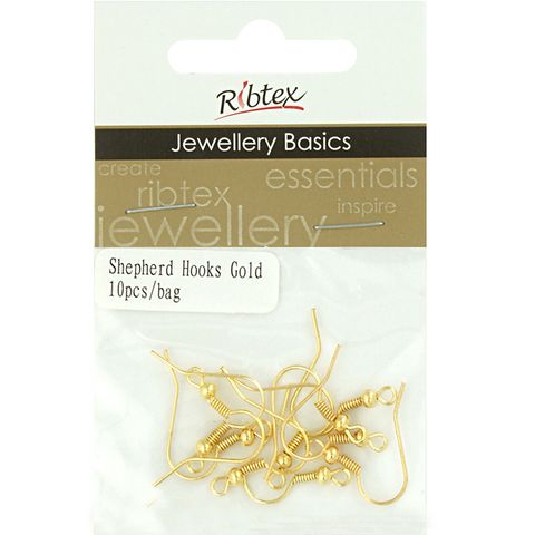 Earring Shepherd Hooks Gold 10Pcs