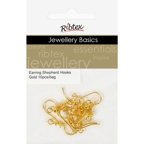 Earring Shepherd Hooks Gold 10Pcs