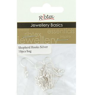 Earring Shepherd Hooks Silver 10Pcs