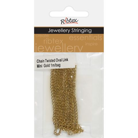 Chain Twisted Oval Link 3x2mm Gold 1m