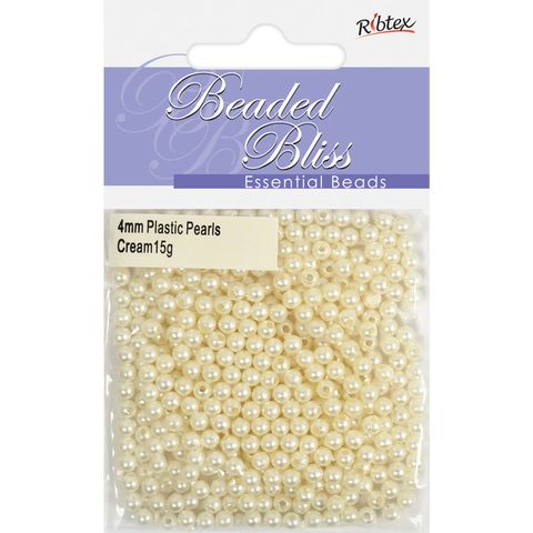 Bead Plastic Pearl 4Mm Cream 15G