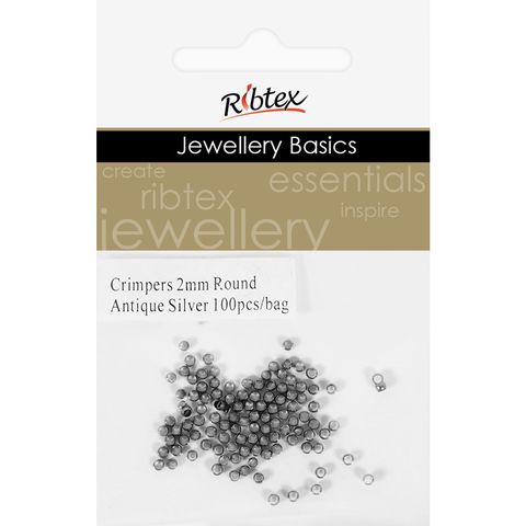 Crimpers Round 2mm Antique Silver 100Pcs