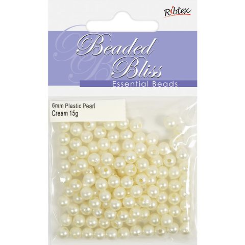 Bead Plastic Pearl 6Mm Cream 15G