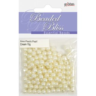 Bead Plastic Pearl 6Mm Cream 15G