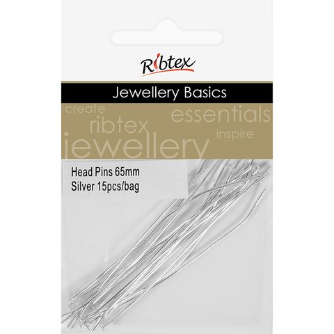 Head Pins 65mm Silver 15Pcs