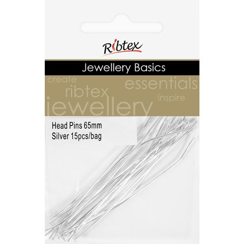 Head Pins 65mm Silver 15Pcs