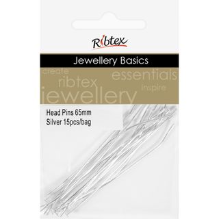 Head Pins 65mm Silver 15Pcs
