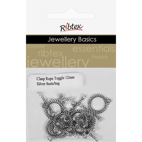 Clasp Toggle 12mm Rope Silver 8 Sets
