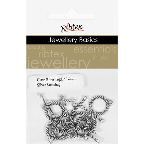 Clasp Toggle 12mm Rope Silver 8 Sets