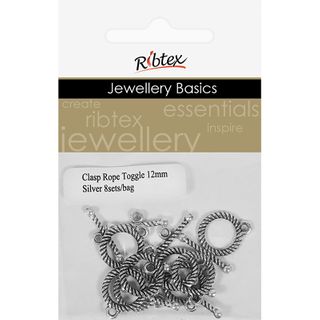 Clasp Toggle 12mm Rope Silver 8 Sets