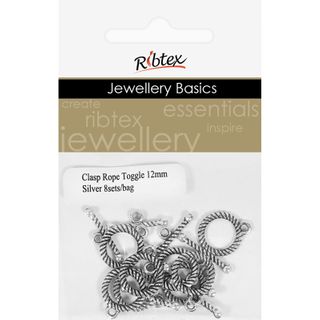 Clasp Toggle 12mm Rope Silver 8 Sets