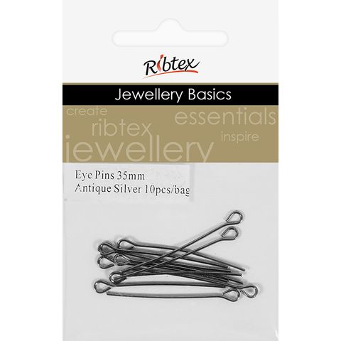 Eye Pins 35mm Antique Silver 10Pcs