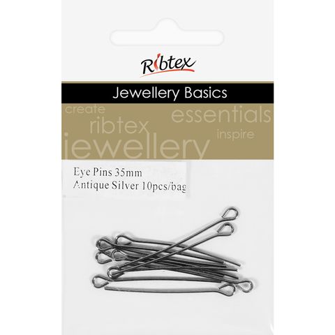 Eye Pins 35mm Antique Silver 10Pcs