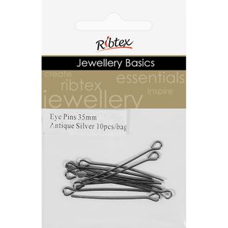 Eye Pins 35mm Antique Silver 10Pcs
