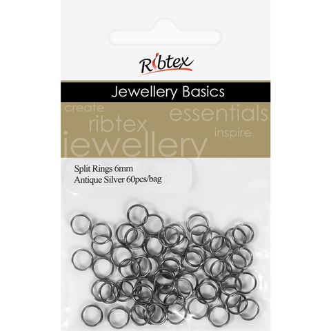 Split Rings 6mm Antique Silver 60Pcs
