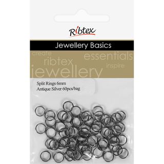 Split Rings 6mm Antique Silver 60Pcs
