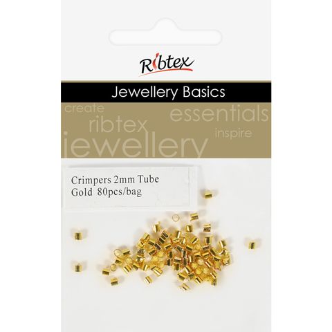 Crimpers Tube 2mm Gold 80Pcs