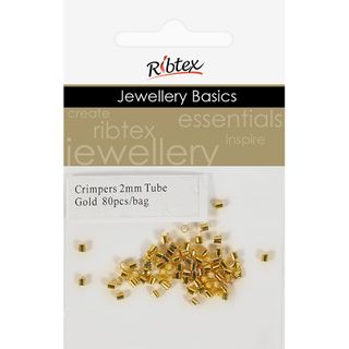 Crimpers Tube 2mm Gold 80Pcs
