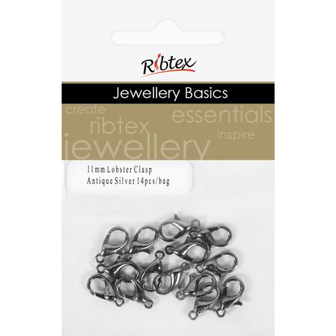 Clasp Lobster 11mm Antique Silver 14Pcs