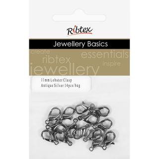 Clasp Lobster 11mm Antique Silver 14Pcs