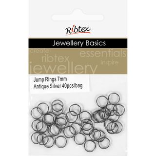 Jump Rings 7mm Antique Silver 40Pcs