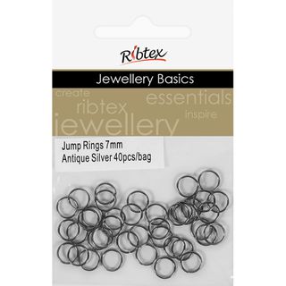 Jump Rings 7mm Antique Silver 40Pcs