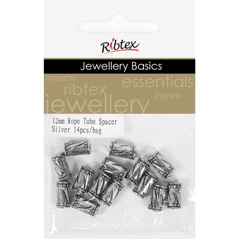Jf Spacer 12Mm Rope Tube Silver 14Pcs