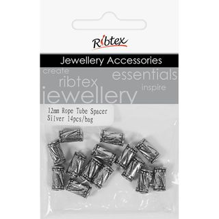 Jf Spacer 12Mm Rope Tube Silver 14Pcs