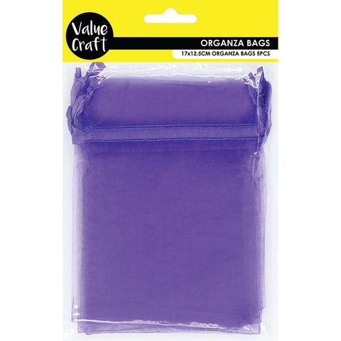 Sml Organza Bag 17cm X 12.5cm Purple 5Pc