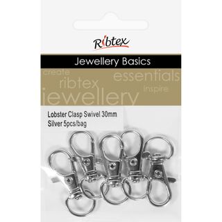 Jf Clasp Lobster Swivel 30Mm Silver 5Pc