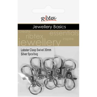 Jf Clasp Lobster Swivel 30Mm Silver 5Pc
